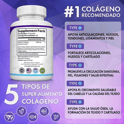 GLAMARA Colágeno Multitipo 5-en-1