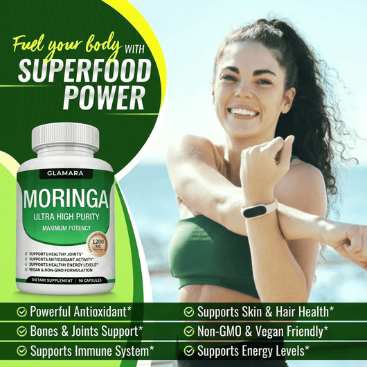 GLAMARA Pure Moringa Powder for Immune, Gut health